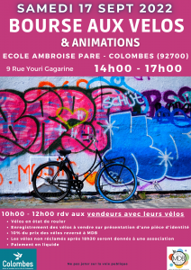 Bourse aux vélos Colombes le 17 septembre 2022